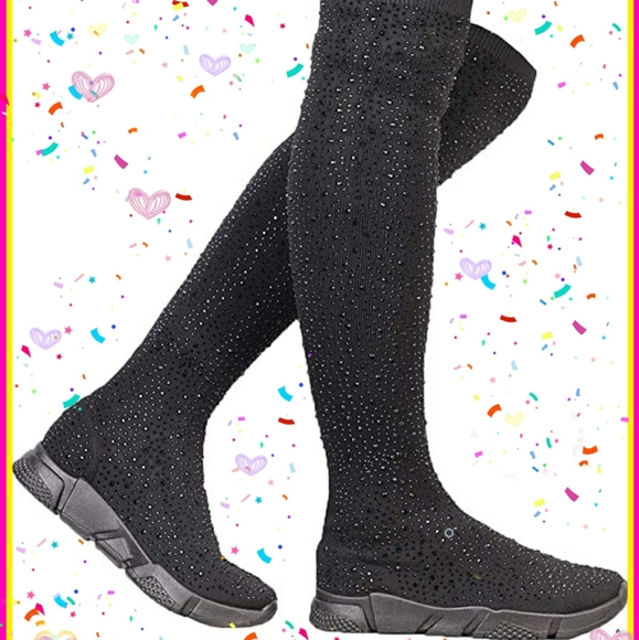 Shoes - KNEE HIGH RHINESTONE SNEAKERS